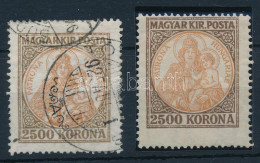 ** 1921 Koronás Madonna 2500K Elfogazva (ráncok) + Támpéldány / Mi 401 Shifted Perforation (creases) - Other & Unclassified