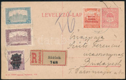 1920 Ajánlott Díjjegyes Levelezőlap 4 Bélyeges Vegyes Díjkiegészítéssel / Registered PS-card With Additional Franking - Otros & Sin Clasificación