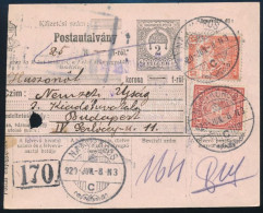 1920 Postautalvány 6 Db Bélyeggel / Parcel Card With 6 Stamps "NAGYKÖRÖS" - Budapest - Andere & Zonder Classificatie