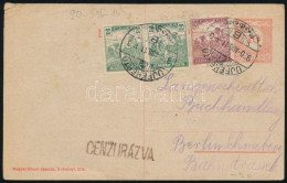 1920 Díjkiegészített Díjjegyes Levelezőlap, Cenzúrázva Berlinbe / Censored PS-card To Berlin - Autres & Non Classés