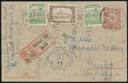 1921 Ajánlott Díjjegyes Levelezőlap 3 Bélyeges Kiegészítéssel / Registered PS-card With 3 Stamps Additional Franking "BU - Sonstige & Ohne Zuordnung