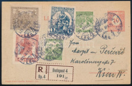 1921 Ajánlott Díjkiegészített Díjjegyes Levelezőlap Bécsbe, Hadisegély Sorral / Registered PS-card With Additional Frank - Autres & Non Classés
