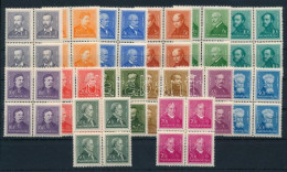 ** 1932 Arcképek Sor Négyestömbökben / Complete Set In Blocks Of 4 - Autres & Non Classés