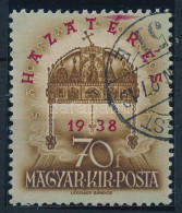 O 1938 Hazatérés 70f Rákelcsíkkal / Mi 592 Paint Stripe - Altri & Non Classificati