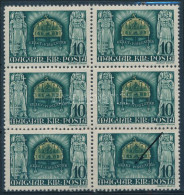 ** 1940 Kelet Visszatér Hatostömb, Benne Javított Bélyeg / Mi 638 Block Of 6 With Improved Plate - Other & Unclassified