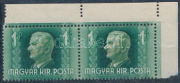 ** 1941 Kormányzói Arcképsor 1P ívsarki Pár Elfogazva / Mi 679 Corner Pair With Shifted Perforation - Other & Unclassified