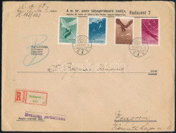 1943 Repülő Alap IV. Sor Ajánlott FDC-n / Mi 731-734 On Registered FDC "BUDAPEST" - Veszprém - Autres & Non Classés