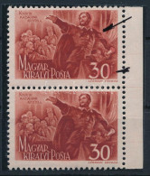 ** 1944 Kossuth Lajos 30f ívszéli Pár Elcsúszott Piros Színnel (jelölve) / Mi 747 Pair, Shifted Red Colour - Altri & Non Classificati