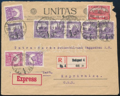 1928 Ajánlott Expressz Levél 10 Db Bélyeggel Csehszlovákiába / Registered Express Cover With 10 Stamps To Ceskoslovakia - Sonstige & Ohne Zuordnung