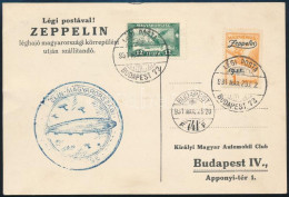 1931 Zeppelin Magyarországi Körrepülés Levelezőlap 1P Bélyeggel / Zeppelin Hungarian Round Flight Postcard - Other & Unclassified