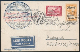 1931 Zeppelin Magyarországi Körrepülés Képeslap Zeppelin 1P Bérmentesítéssel / Zeppelin Hungary Round Flight Postcard - Other & Unclassified