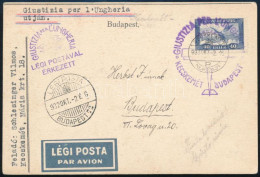 1932 Légi Levelezőlap / Airmail Postcard "GIUSTIZIA PER L'UNGHERIA / KECSKEMÉT BUDAPEST" - Autres & Non Classés