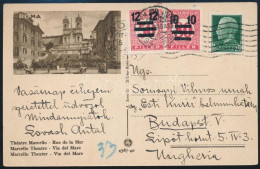 1934 Képeslap Olaszországból Budapestre, 10f + 12f Portóval / Postcard From Italy To Budapest, With 10f + 12f Postage Du - Other & Unclassified