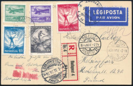 1934 Ajánlott Légi Képeslap 5 Db Repülő II. Bélyeggel Budapestről Finnországba / Registered Airmail Postcard To Finland - Andere & Zonder Classificatie