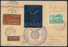 1937 Légi Levelezőlap Levélzárókkal és Alkalmi Bélyegzésekkel / Airmail Postcard With Labels - Andere & Zonder Classificatie