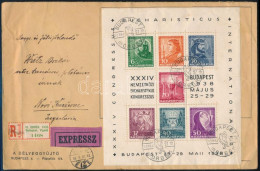 1938 Eucharisztikus Blokk Ajánlott Expressz Levélen Jugoszláviába / Mi Block 1 On Registered Express Cover To Yugoslavia - Otros & Sin Clasificación