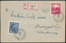 1938 Budapest Helyi Ajánlott Levél Eucharisztikus Párral és Alkalmi Bélyegzéssel / Mi 571-572 On Local Registered Cover - Andere & Zonder Classificatie