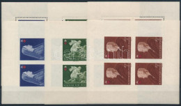 ** 1942 Vöröskereszt II. Kisívsor (24.000) (ráncok) / Mi 696-698 AB Mini Sheets (creases) - Other & Unclassified