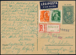 1944 Ajánlott Légi Levelezőlap Stockholmba / Registered Airmail Postcard To Stockholm - Andere & Zonder Classificatie