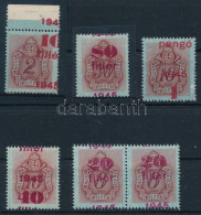 **, * 1945 6 Db Kisegítő Portó Bélyeg Elcsúszott Felülnyomással, Közte Gépszínátnyomatok / 6 Stamps With Shifted Overpri - Sonstige & Ohne Zuordnung