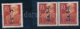 ** 1946 Betűs Cs.5-I/70f Pár Fordított Felülnyomással + Támpéldány (50.000) / Mi 858 Pair With Inverted Overprint - Sonstige & Ohne Zuordnung