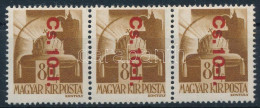 ** 1946 Betűs Cs.10-I./80f Visszavont Csomagbélyeg Hármascsík / Mi 861 Stripe Of 3 - Sonstige & Ohne Zuordnung