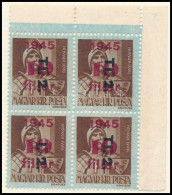 ** 1946 Betűs Tl.2./10f/4f ívsarki Négyestömb "T" Nélkül Lemezhibával (15.000) (falc Az ívszélen) / Mi 866 Block Of 4 Wi - Altri & Non Classificati