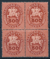 ** 1946 Lovasfutár 500 Ezer P Négyestömb Lemezhibával / Mi 890 Block Of 4 With Plate Variety - Andere & Zonder Classificatie