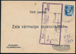 1945 (1. Díjszabás) Tértivevény Hadvezér 50f Bélyeggel, Nagyon Ritka Küldemény! / Retour Recepisse, R! - Other & Unclassified