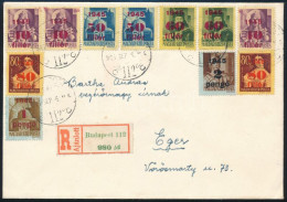 1945 (2. Díjszabás) Ajánlott Levél 11 Db Bélyeggel Budapestről Egerbe / Registered Cover With 11 Stamps - Otros & Sin Clasificación