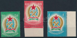 ** 1949 Alkotmány I. Sor Makkos Vízjellel, A 20f és 60f Elfogazva (25.000) / Mi 1053-1055Ya Factory Watermark Oak Leaves - Autres & Non Classés