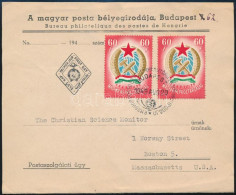 1949 2 Db Alkotmány 60f FDC-n Bostonba / 2 X Mi 1054 On FDC To Boston - Altri & Non Classificati