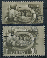 O 1950 Ötéves Terv I. 40f Elfogazva + Támpéldány / Mi 1074 With Shifted Perforation - Other & Unclassified