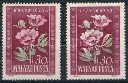 ** 1950 Virág I. 30f Elcsúszott Zöld Színnel + Támpéldány / Mi 1112 With Shifted Green Colour - Altri & Non Classificati