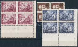 ** 1952 Rákosi Mátyás Sor Négyestömbökben, A 60f és 2Ft 2-2 üres Mezővel / Mi 1221-1223 Blocks Of 4 With Blank Fields - Sonstige & Ohne Zuordnung