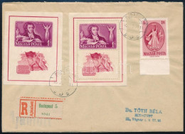 1949 Puskin Blokkpár Budapest Helyi Ajánlott Levélen / Mi Block 14 A-B On Registered Local Cover - Otros & Sin Clasificación