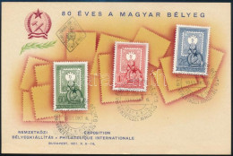 1951 80 éves A Magyar Bélyeg Emléklap / Souvenir Card - Altri & Non Classificati