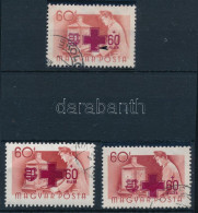 O 1957 Vöröskereszt 3 Db 60f Festékfoltokkal, Lecsúszott Kereszt / 3 X Mi 1485 With Paint Spots, Shifted Cross - Altri & Non Classificati