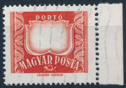 O 1958 Vörös-fekete Portó ívszéli Bélyeg értékjelzés Nélkül (60.000) / Postage Due Stamp Without Number - Sonstige & Ohne Zuordnung