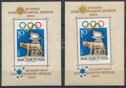 ** 1960 Téli Olimpia Blokk Elfogazva + Támpéldány / Mi Block 30 With Shifted Perforation - Altri & Non Classificati