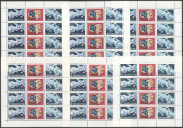 ** 1969 Szojuz 6 Db Eltérő Fogazatú Kisív (1 Db ív Foltos) / 6 X Mi 2492-2493 Mini Sheets With Different Perforation (sp - Otros & Sin Clasificación