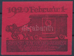 ** 1920/2d Pátkai Jenő Bélyegáruház Emlékív Emlékív - Vörös! / Red Souvenir Sheet - Autres & Non Classés