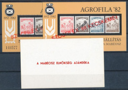 ** 1982/1+K1+KA1 Szocfilex 1988 Emlékív 3 Klf Változat (9.800) / Souvenir Sheet Collection Of 3 - Autres & Non Classés