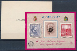 ** 1991 II. János Pál Pápa Látogatása ROTARY Ajándék Emlékív Pár Azonos Sorszámmal R! / Souvenir Sheet Pair - Other & Unclassified