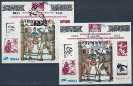 ** 1993/3a+b Cserkész Emlékív Pár Felülnyomva (10.000) / Overprinted Souvenir Sheet Pair - Sonstige & Ohne Zuordnung