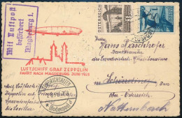 1931 Zeppelin Magdeburg Repülés Képeslap 2 Db Osztrák Bélyeggel / Zeppelin Magdeburg Flight Postcard With 2 Austrian Sta - Autres & Non Classés