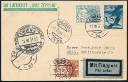 1931 Zeppelin Ausztria Körrepülés Képeslap Bécsből Grazba / Zeppelin Austria Round Flight Postcard To Graz "ÖSTERREICHFA - Autres & Non Classés