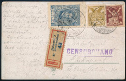 1918 Ajánlott Képeslap Budapestre, Cenzúrázva / Registered Censored Postcard - Sonstige & Ohne Zuordnung