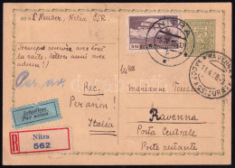 1938 Ajánlott Légi Díjjegyes Levelezőlap Ravennába / Registered Airmail Postcard - Altri & Non Classificati