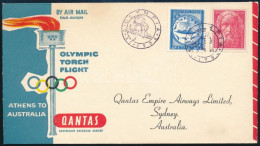 1956 Légi Olimpia Alkalmi Boríték 2 Db Olimpia Bélyeggel Ausztráliába Alkalmi Bélyegzésekkel / Airmail Olympics Cover To - Sonstige & Ohne Zuordnung